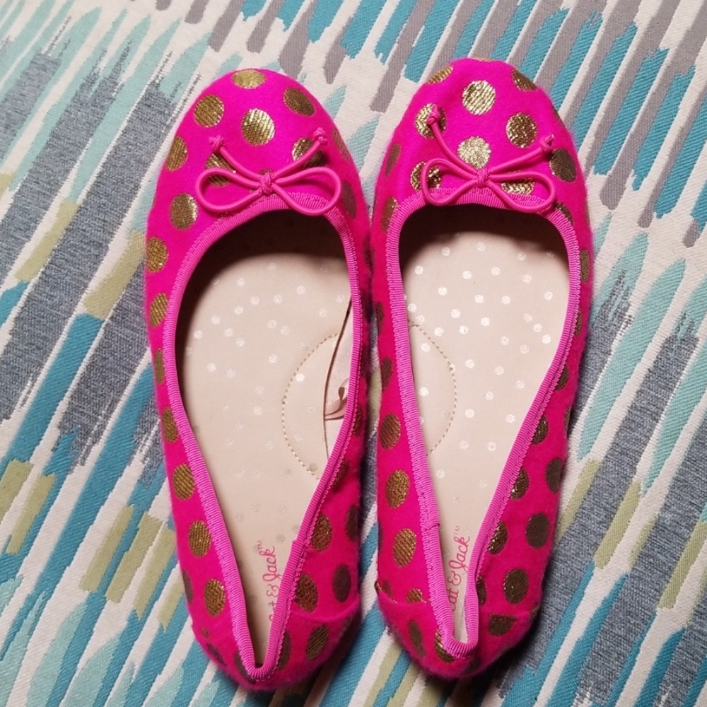 CUTE 💜 Fushia and Gold Flats Sz 3